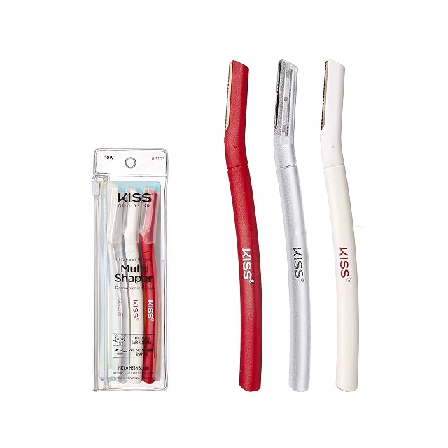 Kiss New York Eyebrow Razor Trimmer Facial Hair Shaper Remover Multipurpose Exfoliating Dermaplaning Dermaplane Shaving Tools for Men