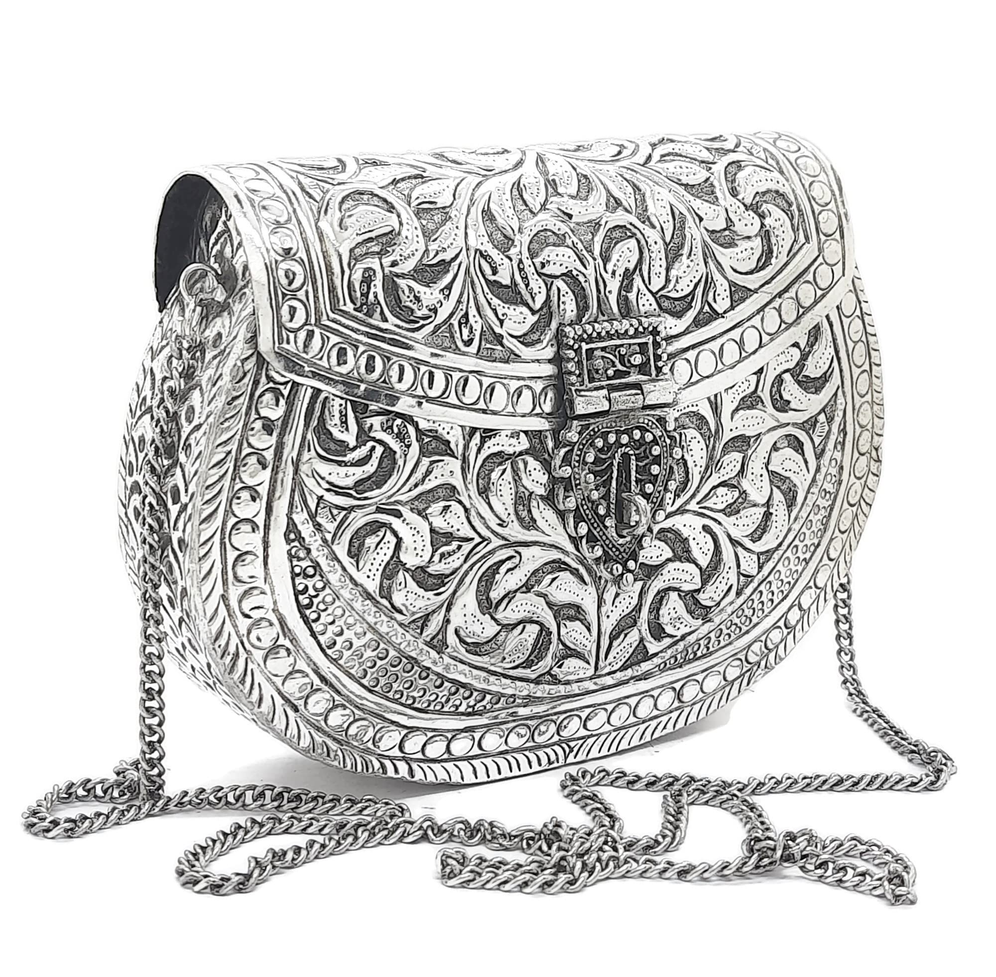 Trend OverseasClutches for women Silver Brass Metal bag Bridal Clutch Party Purse