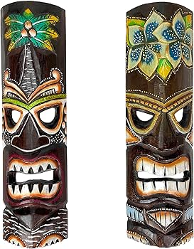Amazon.com: Things2Die4 Set of 2 Hand Crafted Wooden 20 Inch Tiki