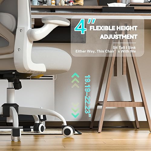 Miniatura 2 de Silla de escritorio de oficina con soporte lumbar ergonómico, cojín de asiento extra grueso, brazos abatibles, respaldo de malla transpirable, silla