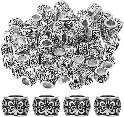 100 PCS Silver Spacer Beads Large Hole Metal Beads Tibetan Alloy Bead Spacers with Bead Box for Jewelry Making Necklace Bracelet DIY Craft Supplies