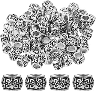 100 PCS Silver Spacer Beads Large Hole Metal Beads Tibetan Alloy Bead Spacers with Bead Box for Jewelry Making Necklace Bracelet DIY Craft Supplies