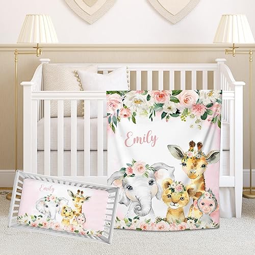 Juego de ropa de cama personalizado para cuna de bebé para niñas, juego de ropa de cama personalizado para cuna con nombre, ropa de cama de