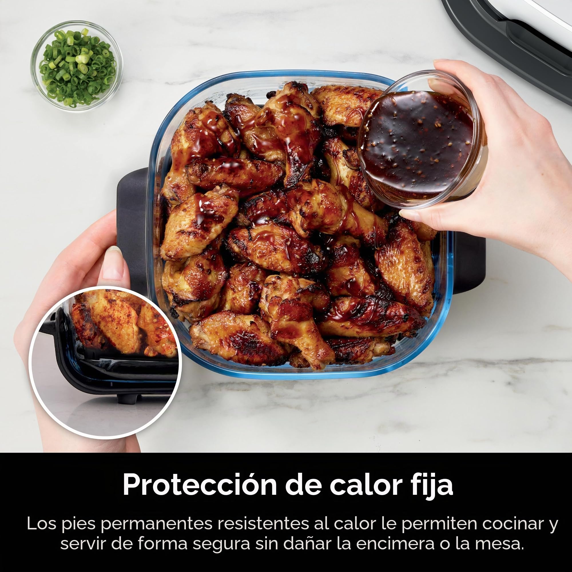 Ninja Contenedor de cristalería TempWare de 4 cuartos con tapa de almacenamiento, sistema de cocción portátil Crispi compatible, apto para microondas, congelador y lavavajillas, superficie de cocción