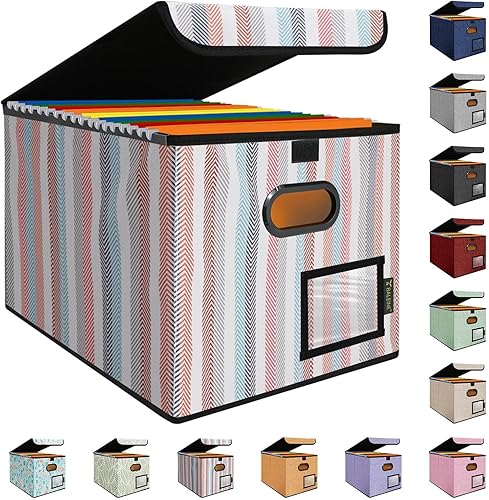 Miniatura 239 de BALEINE - Caja organizadora de archivos con tapa, organizador de carpetas plegable con riel de plástico, caja para carpetas colgantes para Gris