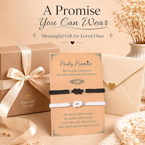ALLY-MAGIC Matching Bracelets for Couples, Love Knot Bracelets for Couples, Pinky Promise Bracelet Long Distance Relationship Birthday Gifts for Boyfriend Girlfriend Friendship Anniversary H21-TXJSL ﻿