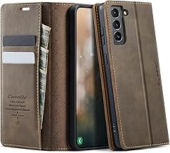 caseme Case for Samsung Galaxy S21 5G Premium Leather with RFID Protector Cases Book with Magnetic Flip Card Holder Stand Flip Folio Case for Samsung Galaxy S21 6.2 Inch - Brown