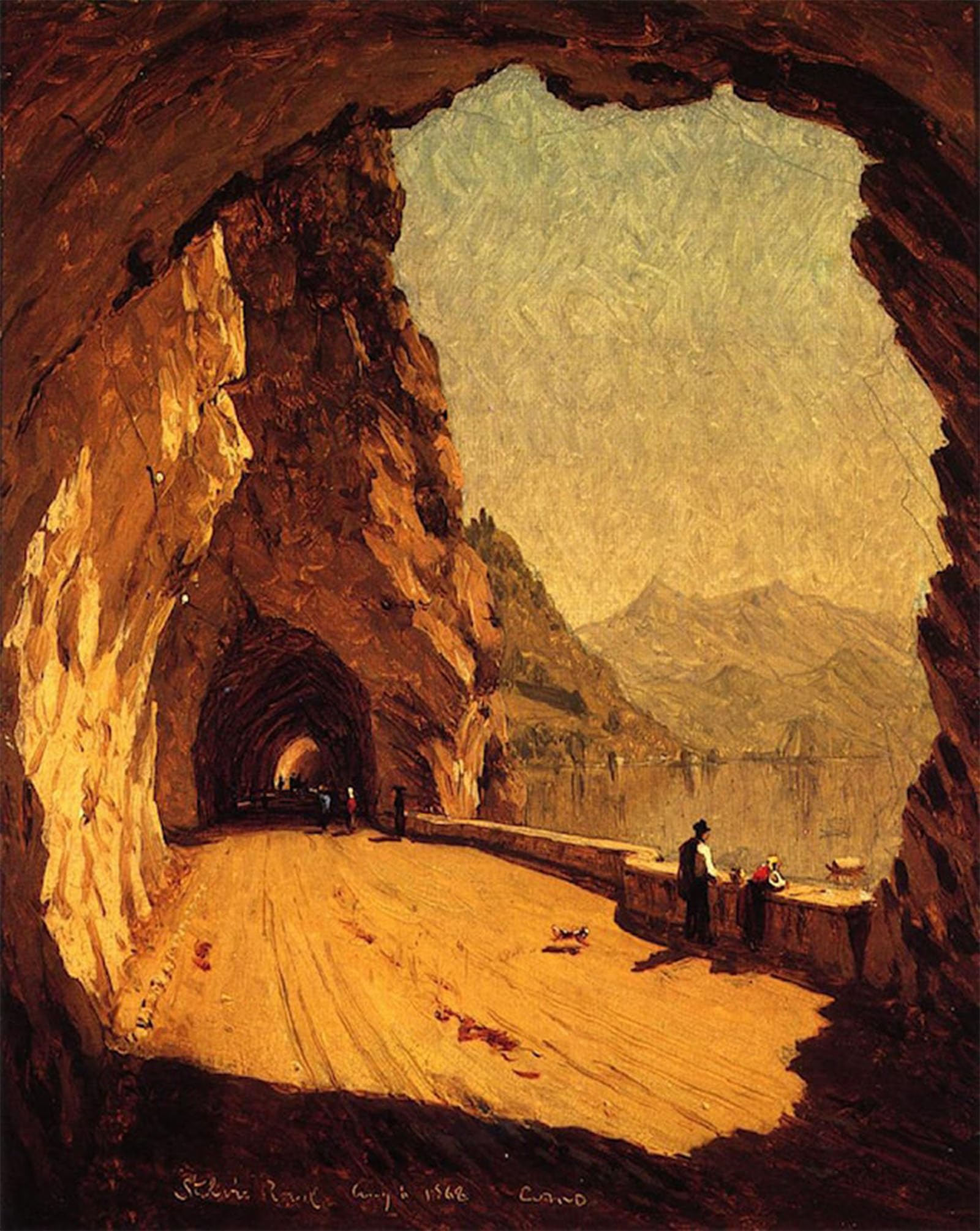 POSTERIIk Famous Modern Artwork Art Mural Stelvio Road by Lago Di Como by Sanford Robinson Gifford Oil Paintings Pictures for Home Decor 60x90cm