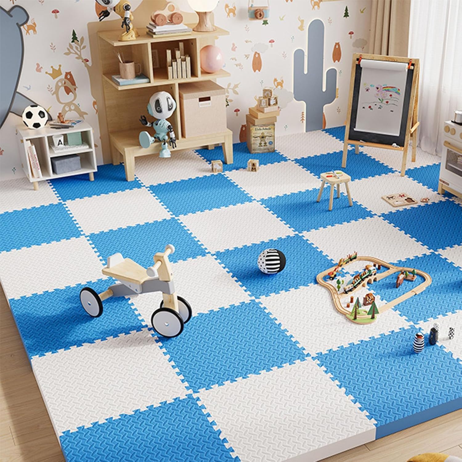 Tapis en mousse emboîtable protégeant les enfants des sols froids