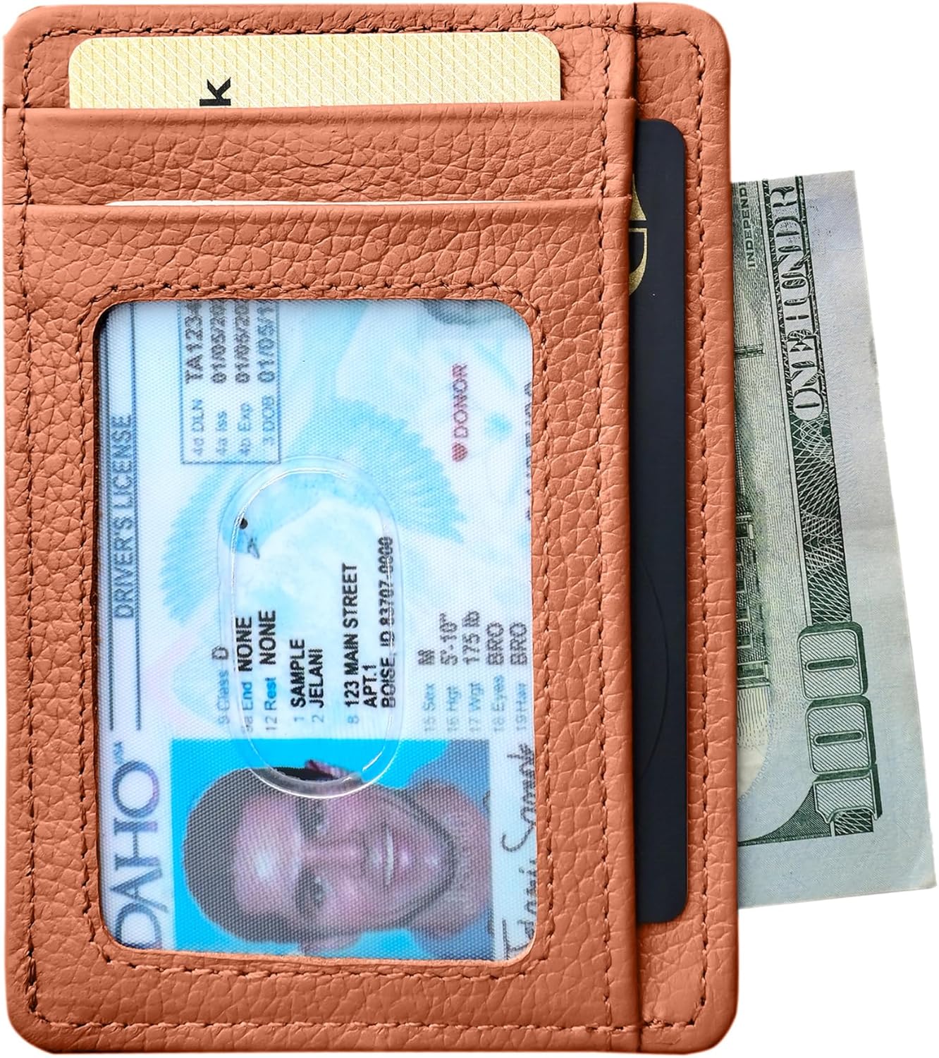 KARAKORAM LEATHER Handcrafted Front Pocket Credit Card Holder with RIFD Blocking | Premium Cowhide | Artisan Made Slim Leather Wallet | Quick Access Thumb Push Slots for Cards and ID (Sandstone Tan) - Image 2