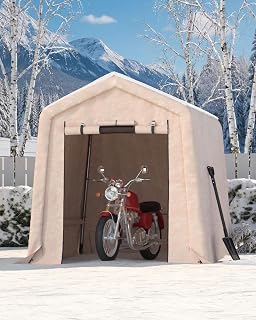 Jojoka Heavy-Duty Portable Motorcycle Shelter, Weatherproof Outdoor Storage Shed, Waterproof Bike Storage Tent for Motorcycle, ATV, Backyard Patio
