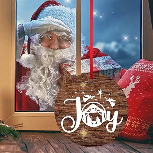 Miniatura 9 de Adorno de Navidad de Alegría, Belén, Biblia de Jesús de cerámica para árbol colgante, decoración cristiana, relleno de calcetín de regalo de Navidad