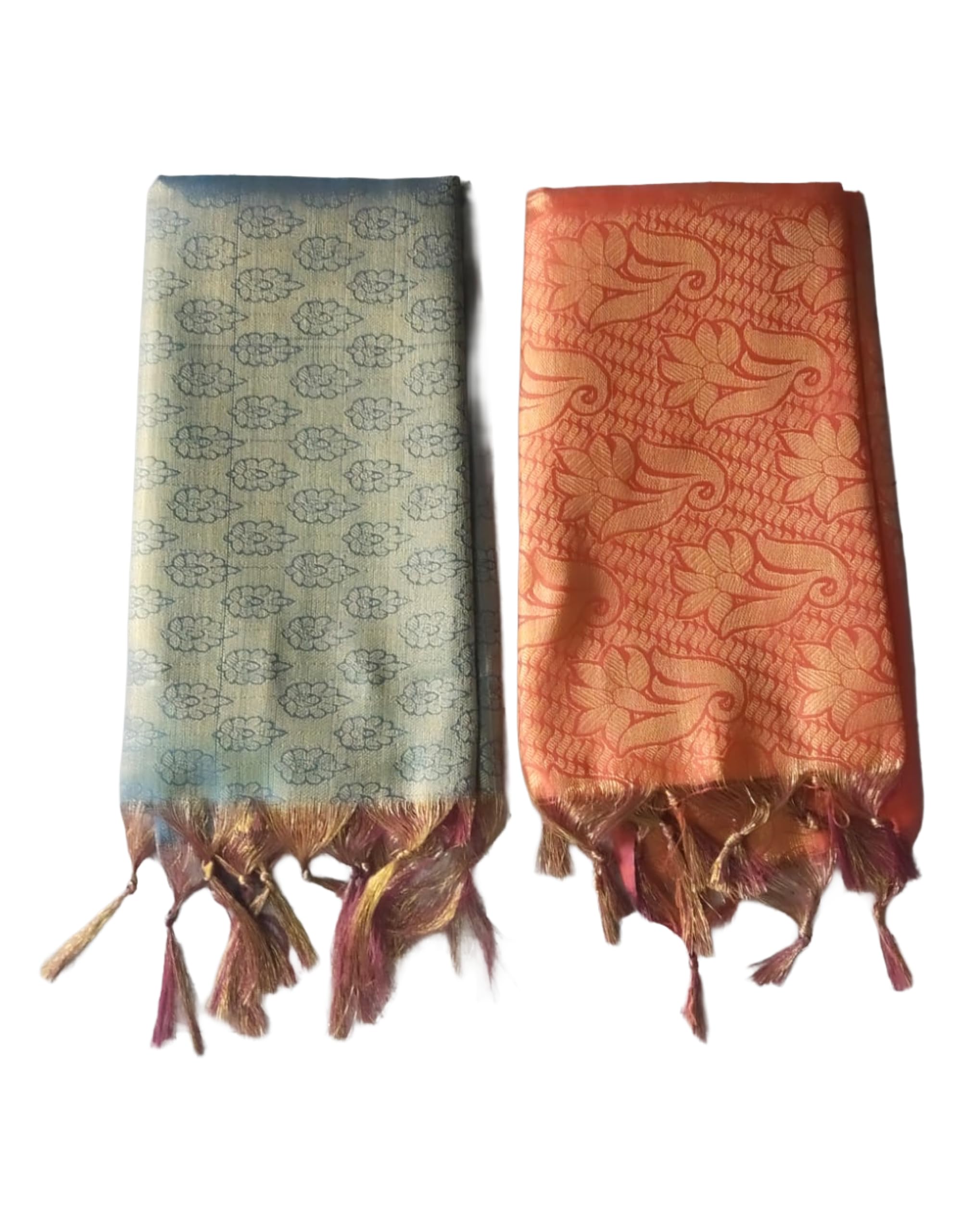 ™ Greyish Blue & Orange Double Zari Felicitation Shawls – Pack of 2 | 2 Mtr Welcome & Honour Shawls-picture-22