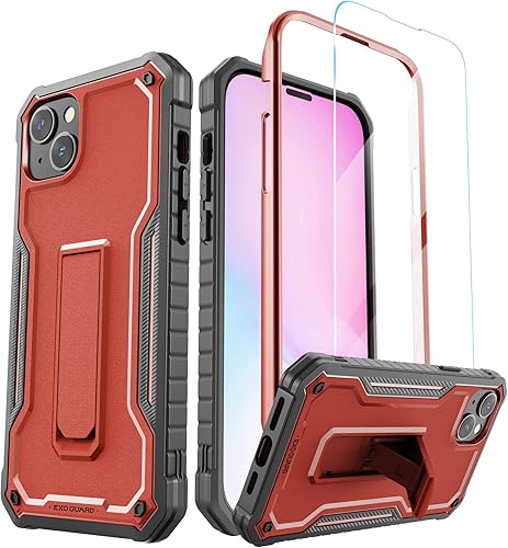 Miniatura 8 de ExoGuard Funda para iPhone 14 Plus de 6.7 pulgadas, funda de goma a prueba de golpes de cuerpo completo viene con un protector de pantalla de vidrio
