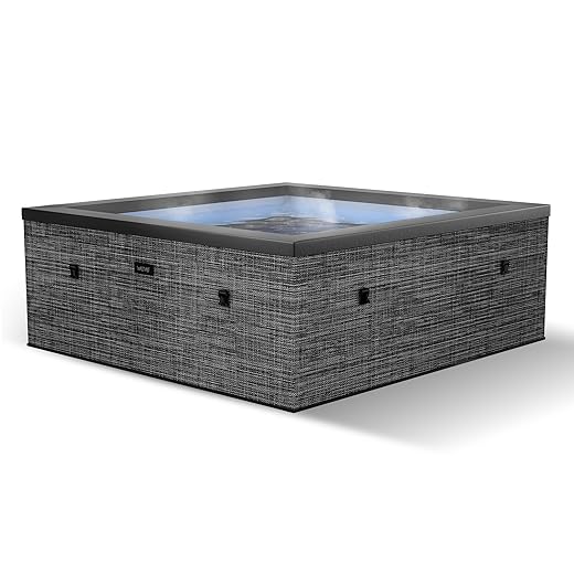 Wave Garda 4 Person Eco Foam Hot Tub | Portable Outdoor Spa with Rapid Heating | Durable PVC Material | Easy Setup | Ideal for Garden and Patio Relaxation | Flint Gray
