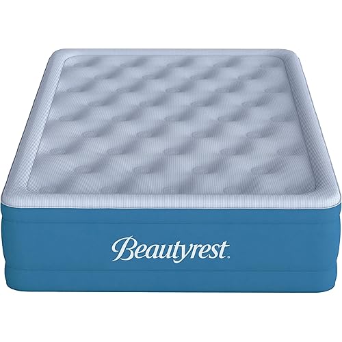 Beautyrest Comfort Plus, Full Size Air Mattress with Built-in Pump, Raised Inflatable Bed, Cooling Vent Topper, Puncture-Resistant Vinyl, 700lb Support, Guest and Camping Airbed, 3-Year Warranty