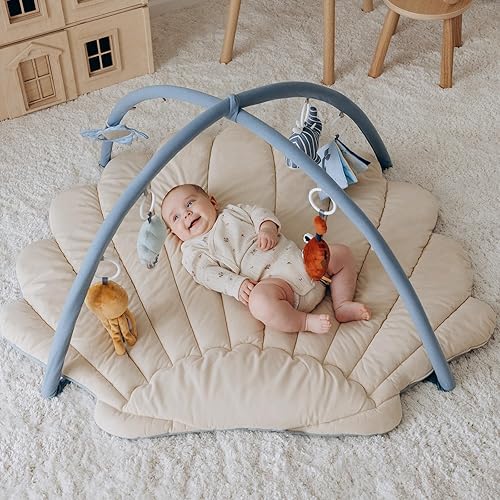 Miniatura 2 de Blissful Diary Shell Baby Play - Tapete de gimnasio para bebé, tapete de tiempo abdominal más suave y ampliado con 6 juguetes desmontables para