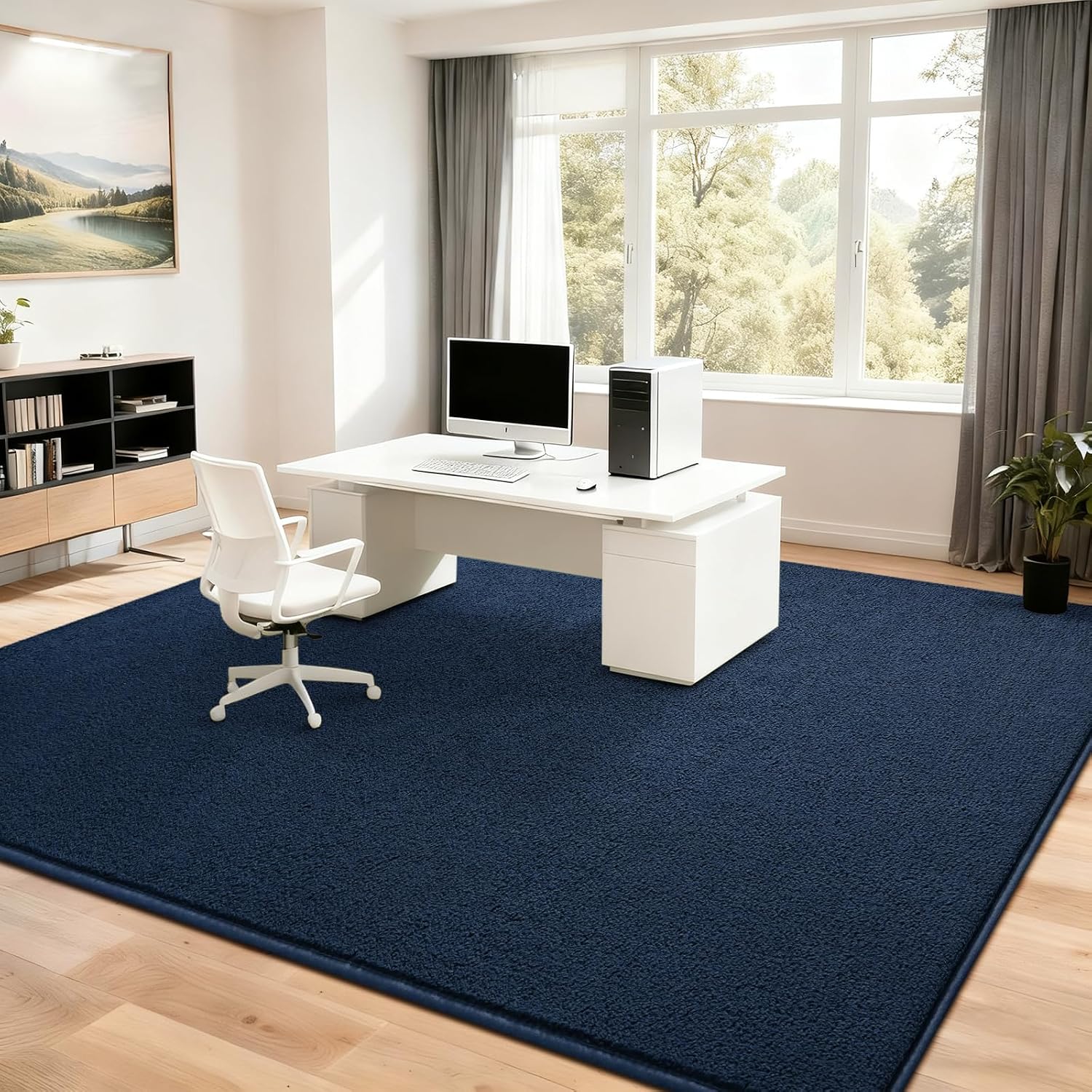 Nuttumico Soft Rug for Living Room, 4x6 Feet Navy Blue Area Rug, Modern Carpets Fuzzy Rug for Kids Boys Girls Dorm Nursery Home Decor, Anti-Skid and Non-Shedding