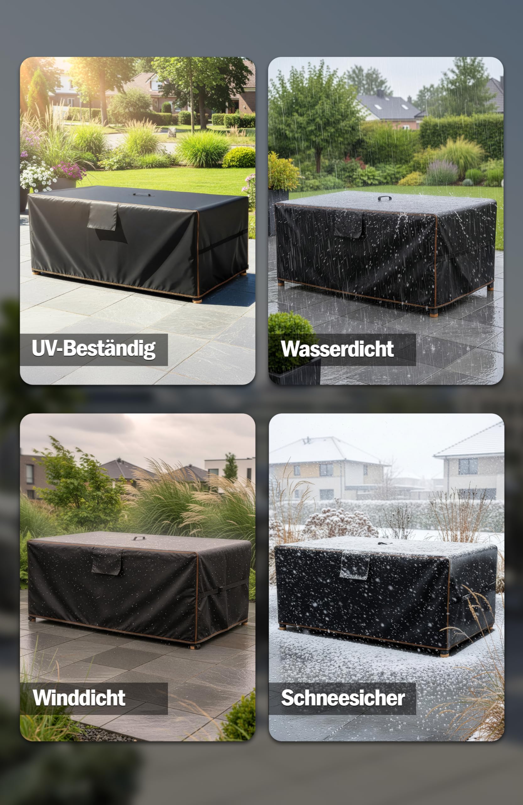 Menz Gartenmöbel Abdeckung 250x200x90cm, Abdeckplane Gartenmöbel, Schutzhülle Gartenmöbel, wasserdicht, Winterfest, UV-Schutz für Gartentisch, Lounge und Sitzgruppe