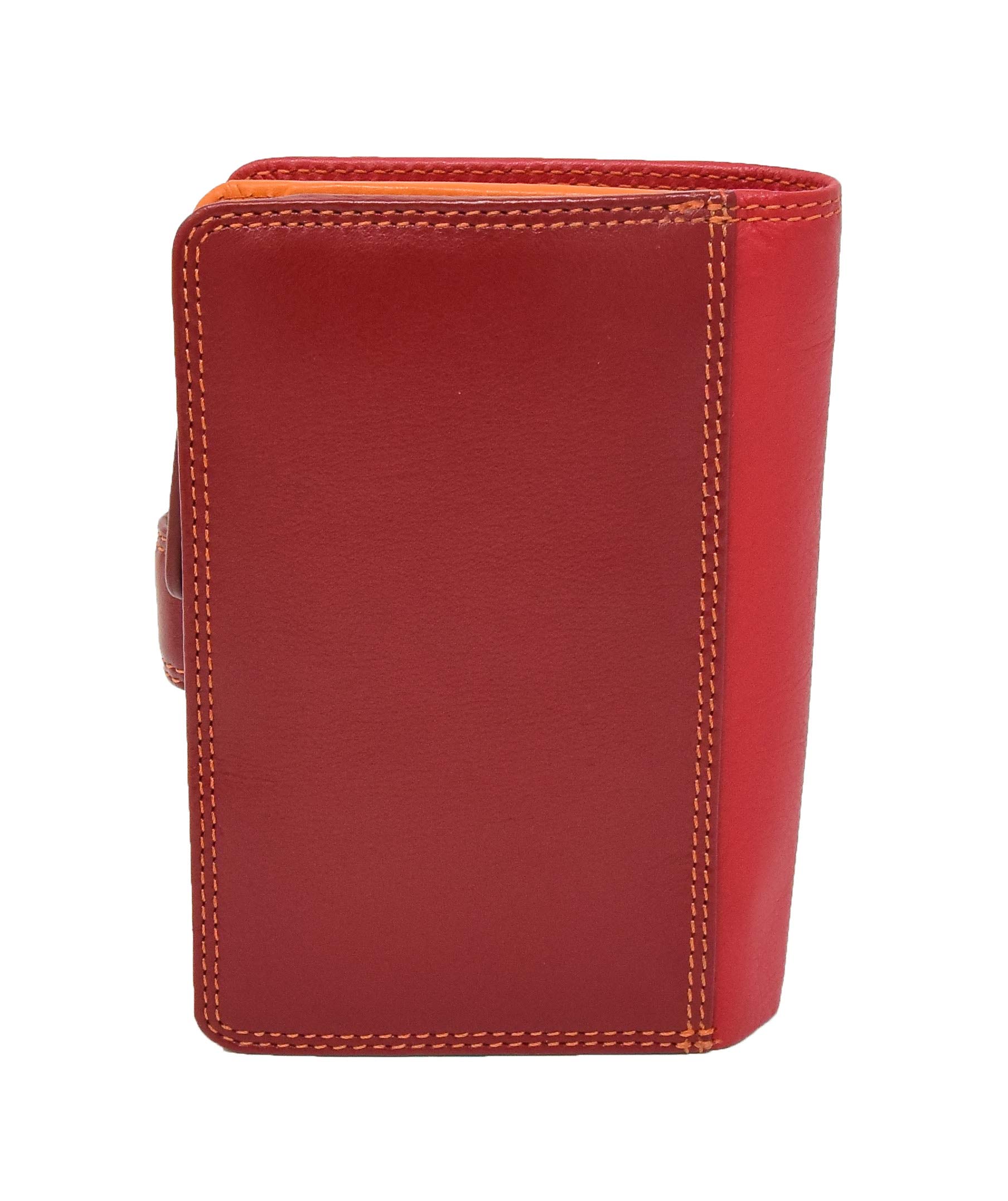 Cartera de piel suave para mujer AVB51 con cierre de cremallera Rojo Rojo Medium
