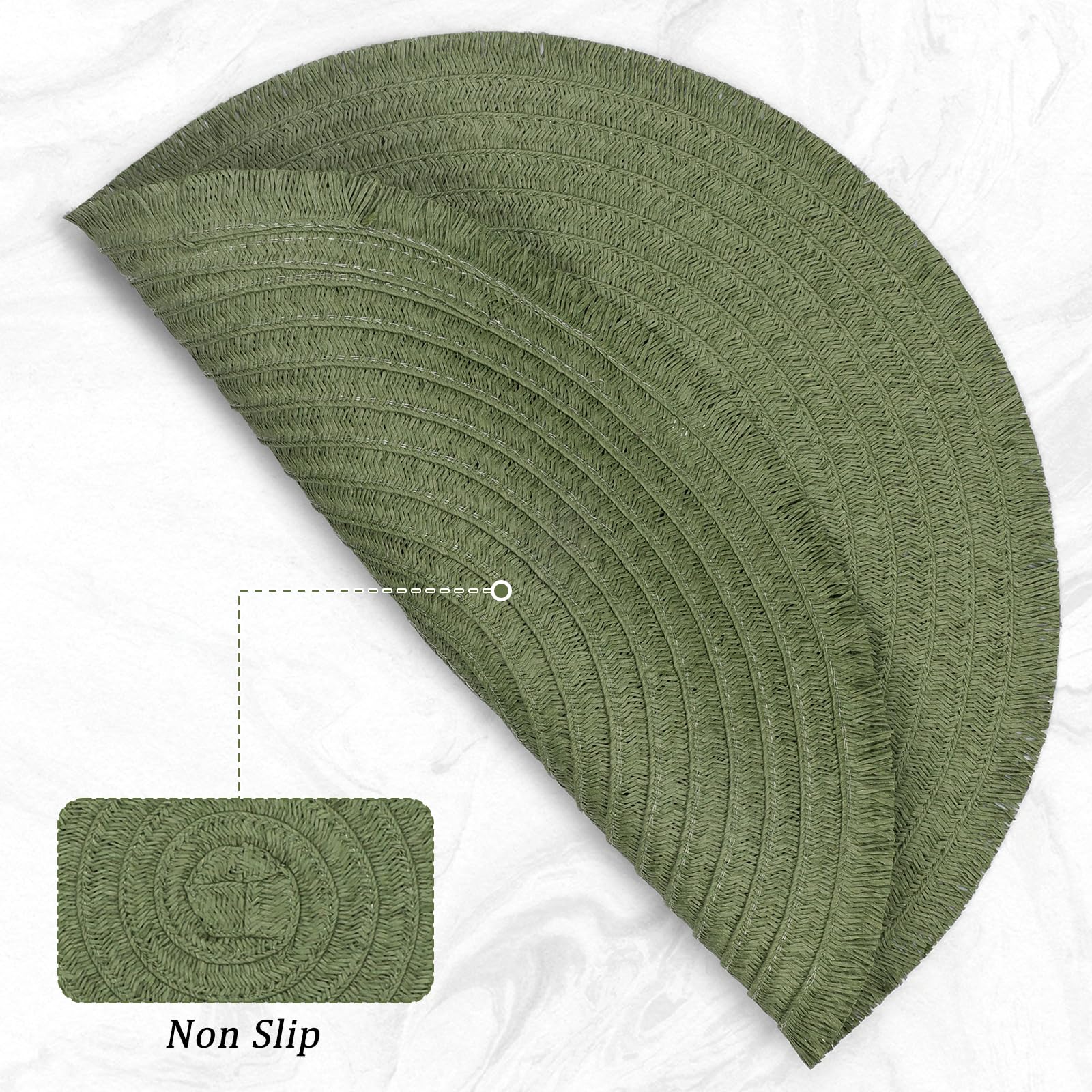 comfoyar Round Braided Placemats Set of 6, 38cm Non-Slip Paper Woven Place Mats with Short Tassel - Image 3