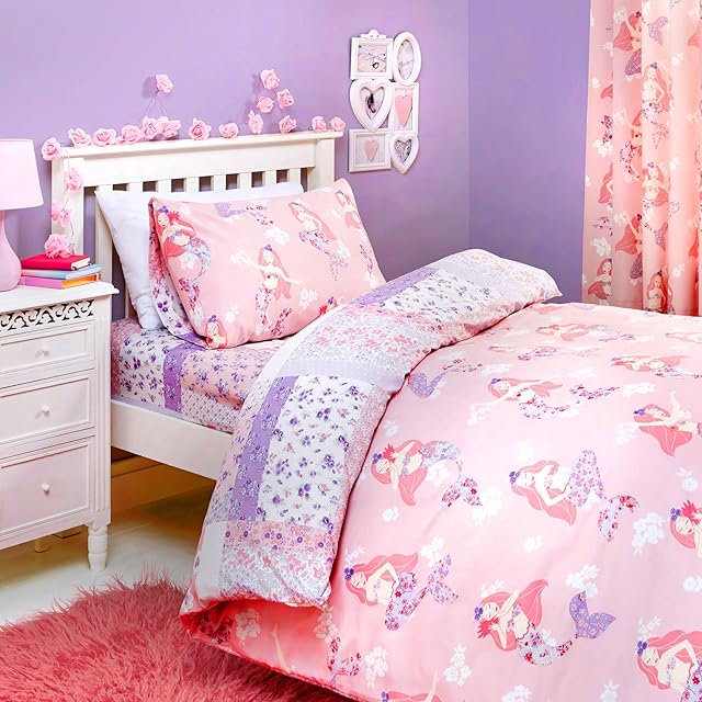 Bedlam - Mermaid - Childrens Duvet Cover Set | Double Bed Size | Pink Bedding