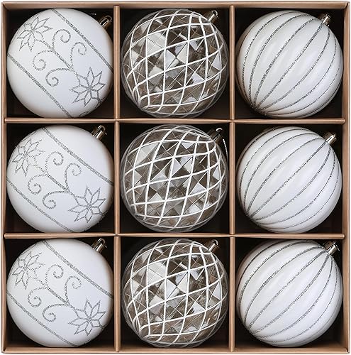 SHareconn Adornos de bolas de Navidad de 4 pulgadas 2023, 9 piezas de plástico inastillable de colores, juego de bolas decorativas para colgar en el