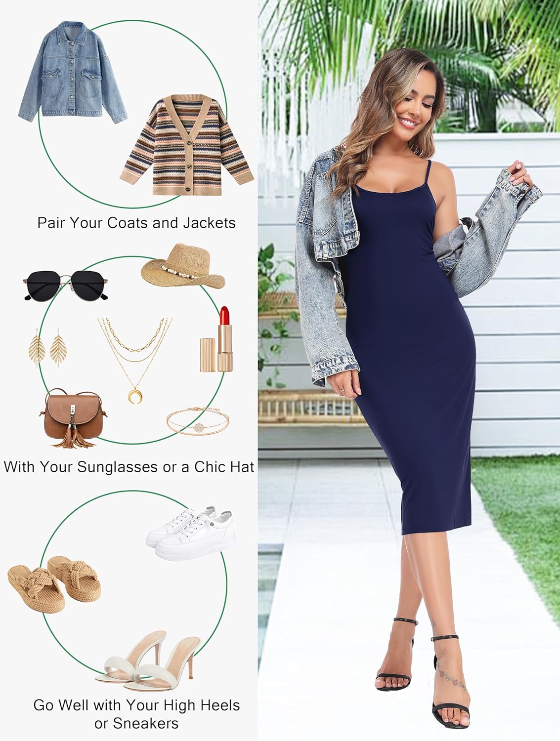 Lovasy Women's Full Slip for Under Dresses Cami Slip Mini Dress Adjustable Straps Basic Long Full Slips Nightgown S-3XL - Image 3