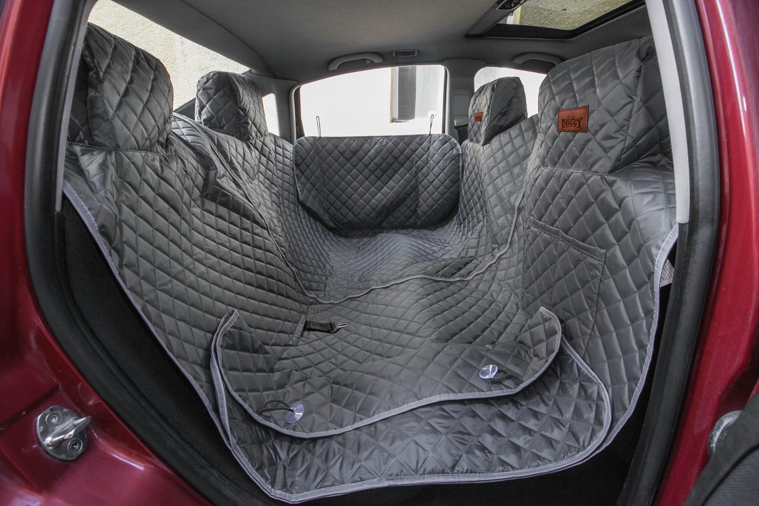 Funda para coche, para tumbona, para coche, para perros, con cierre de velcro y laterales, 220 cm, color gris
