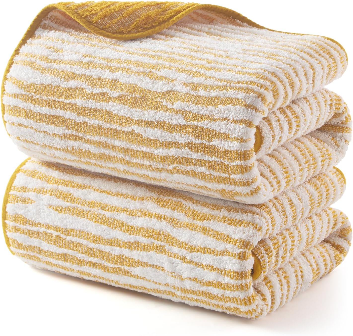 REDKISS 2 Pack Yellow Bath Towels - 29 x 59 Inches 550 GSM Oversized Bath Sheets, 100% Cotton, Double-Sided Design, Quick Dry, Highly Absorbent Shower Towels for Bathroom, Home, Gym, Pool and Spa