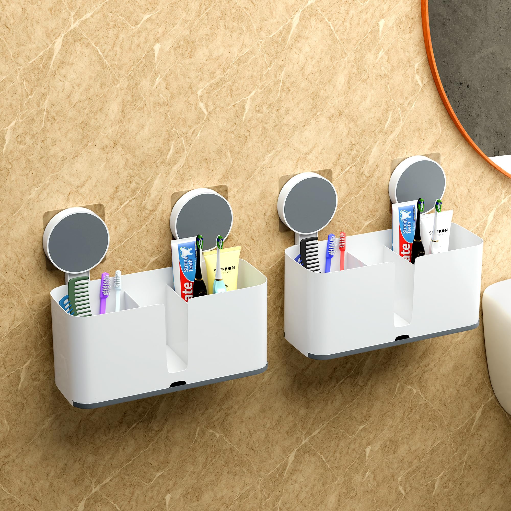 Toothpaste & Brush Holders - Wall Mounted Organizer -12