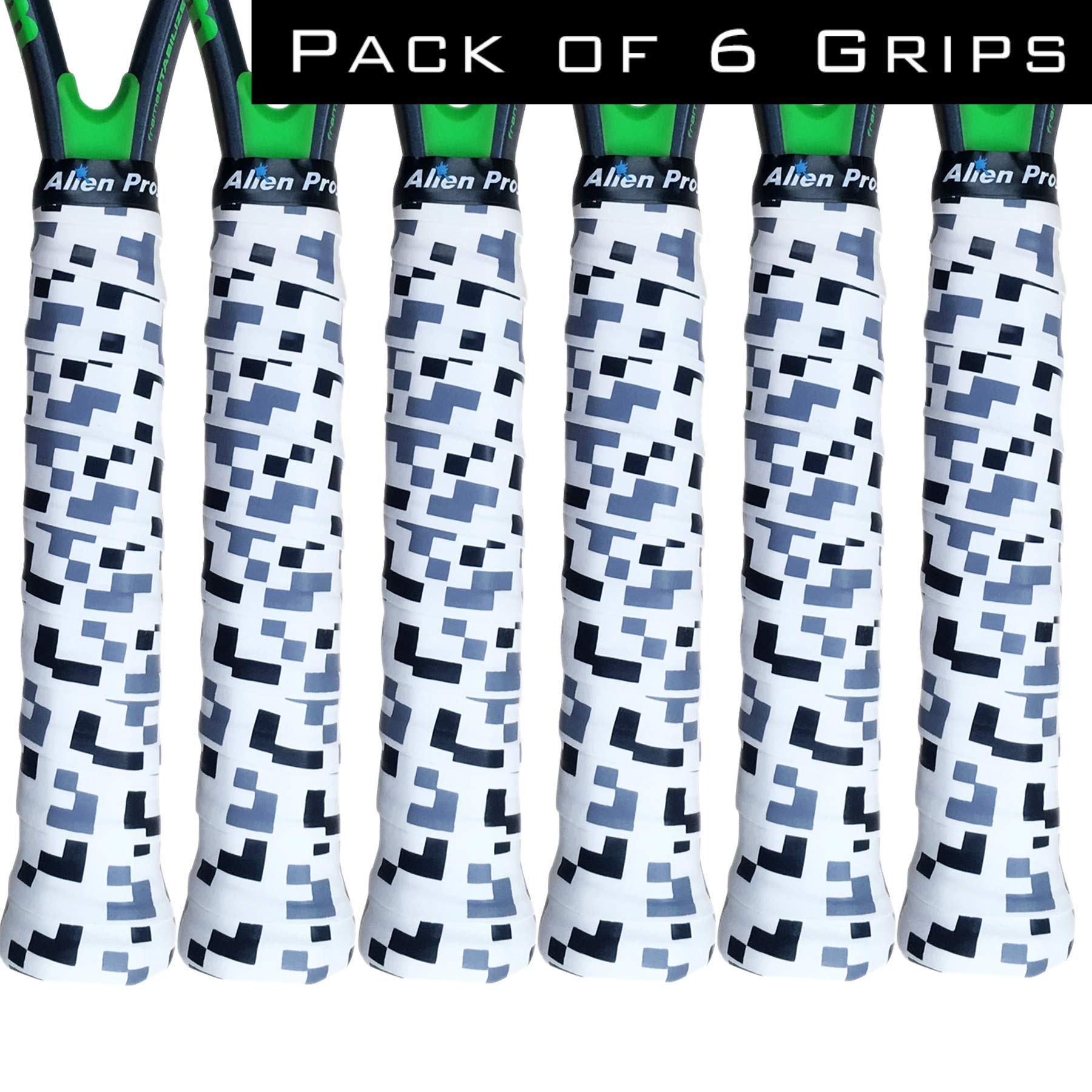 Alien Pros Tennis Racket Grip Tape (6 or 3 Grips) – Tac Moisture Feel Tennis Grip – Tennis Overgrip Grip Tape Tennis Racket – Wrap Your Racquet for High Performance (6 or 3 Grips)