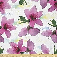 Vista 421 de Ambesonne Tela de Fiesta Popstar por Yarda, Estilo de Dibujos Animados Garabatos Dibujados a Mano Tema Musical Impresión de Arte Lineal, Tela