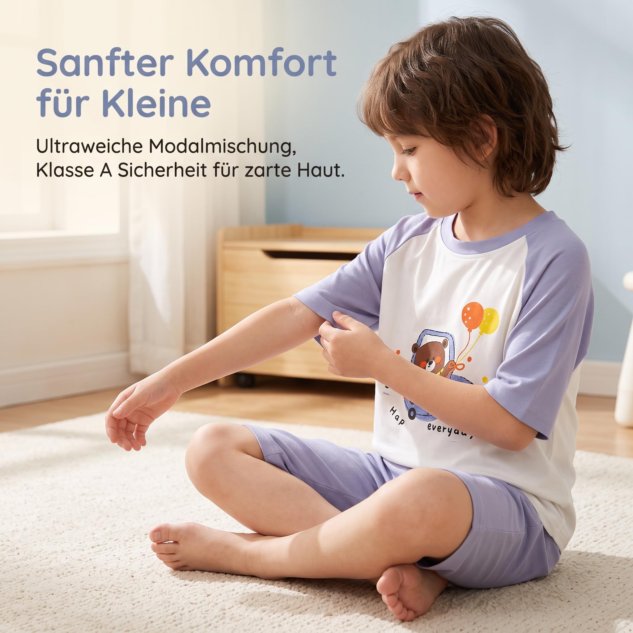 Pyjama Set | Atmungsaktive twäsche für Frühling | Schlafanzug für aus Modal & Viskose | für Jungen