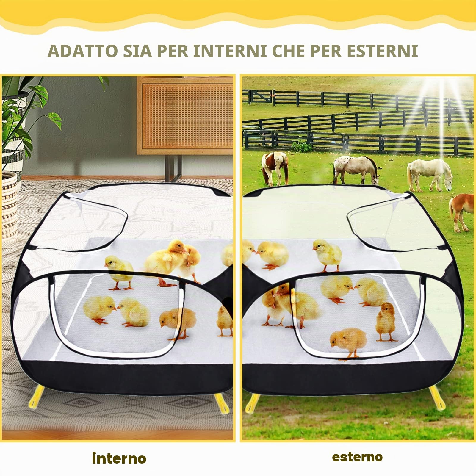 Coolty Box per piccoli animali, grande box pop up per esercizi, gabbia per cortile di pollo, recinto, parco giochi per cuccioli, gattini, conigli, anatre, galline