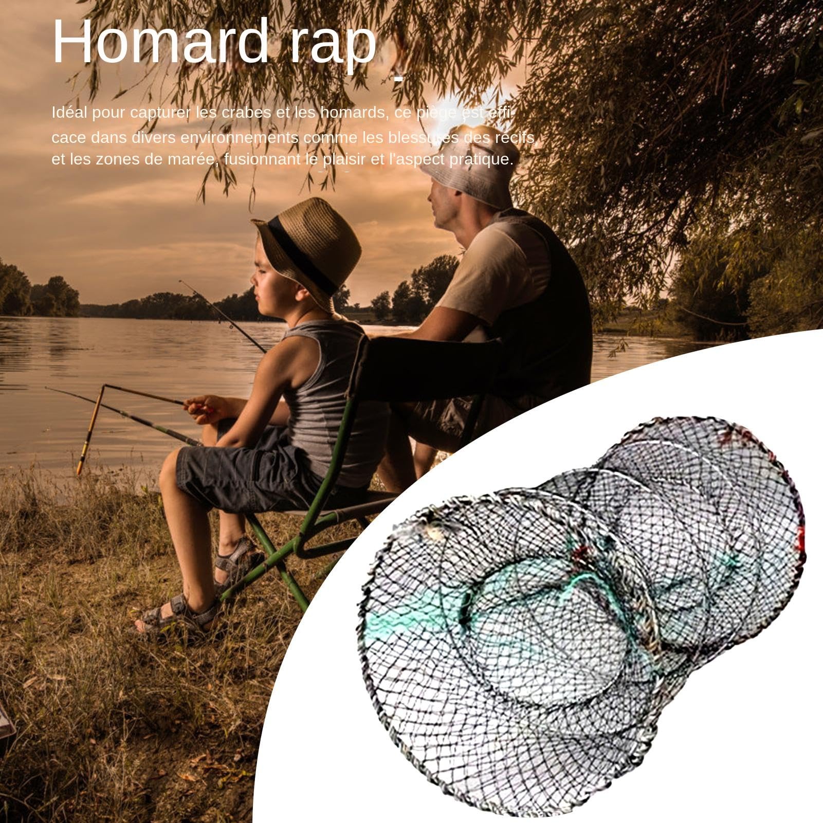 Casier à Homard Et Crabe Pliable – Filet De Pêche Pour Crustacés, Récifs, Plage, Aquarium, 25x45 Cm