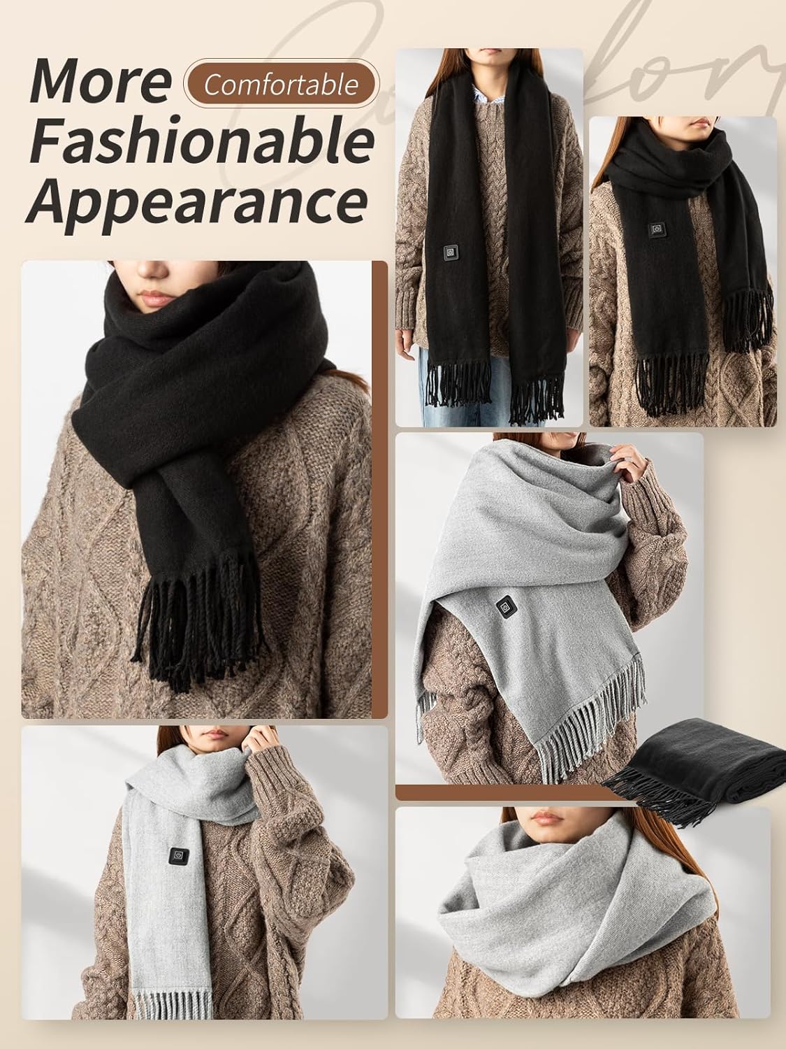 Eventek Heated Scarf for Men/Women with 5000mAh Battery, 3 Temperature Settings Battery Operated Heater for Winter - Image 7