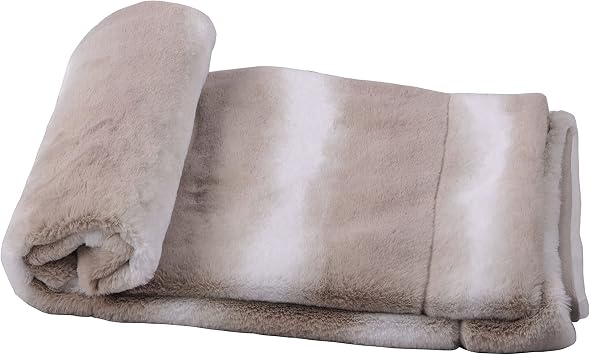 Home Soft Things Beckie Striped Faux Fur Throw 60" x 80" Pure Cashmere
