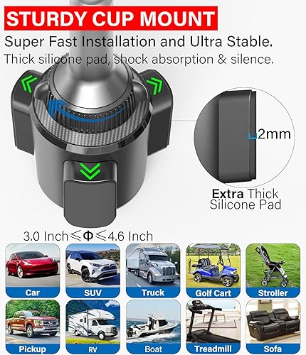 Miniatura 5 de APPS2Car Soporte sólido para tableta para automóvil, altura ajustable, soporte para iPad de automóvil para camión, perfil bajo, artículos esenciales