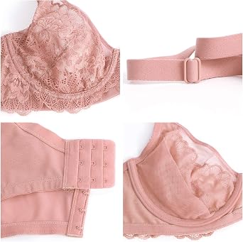HSIA Minimizer Bras for Women Full Coverage, Unlined Lace Sexy Plus Size Underwire Bra for Large Breasts Coral
