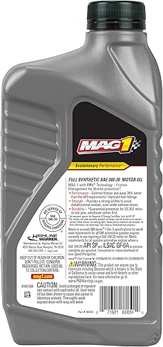 Miniatura 2 de 65834 Aceite de motor SAE 0W-20 completamente sintético - 1 cuarto de galón