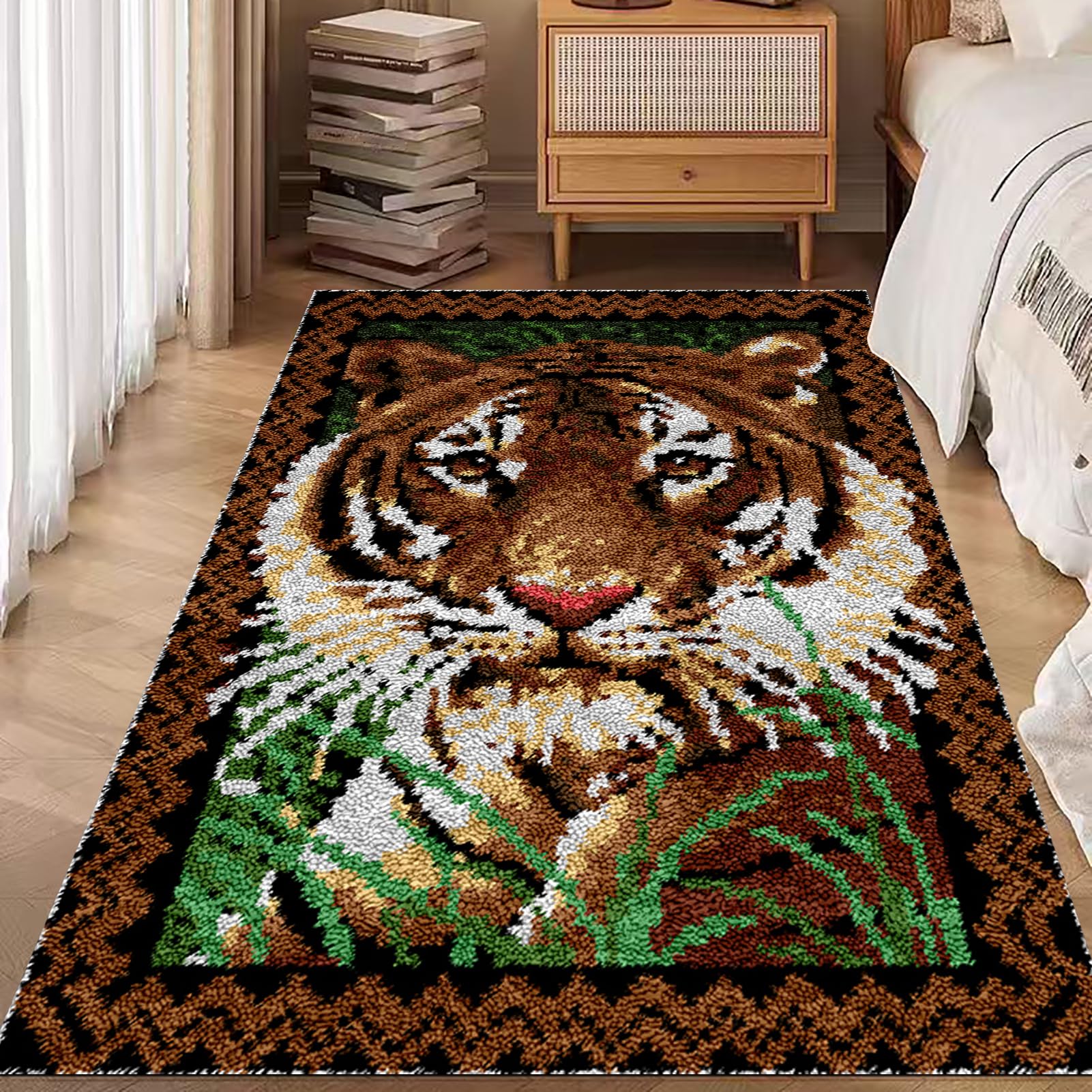 Laegnfho Latch Hook Kits for Adults Latch Hook Rug Kits Latch Hook Kit for Beginners Adults Handmade Home Decoration Rug Making Kits for Adults Latch Hook Mats Latch Hook Cushion Kits 55 x 75 cm