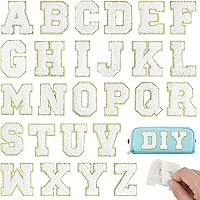 Vista 1 de Parches autoadhesivos de felpilla con letras A-Z, color blanco, 26 piezas para ropa de tela