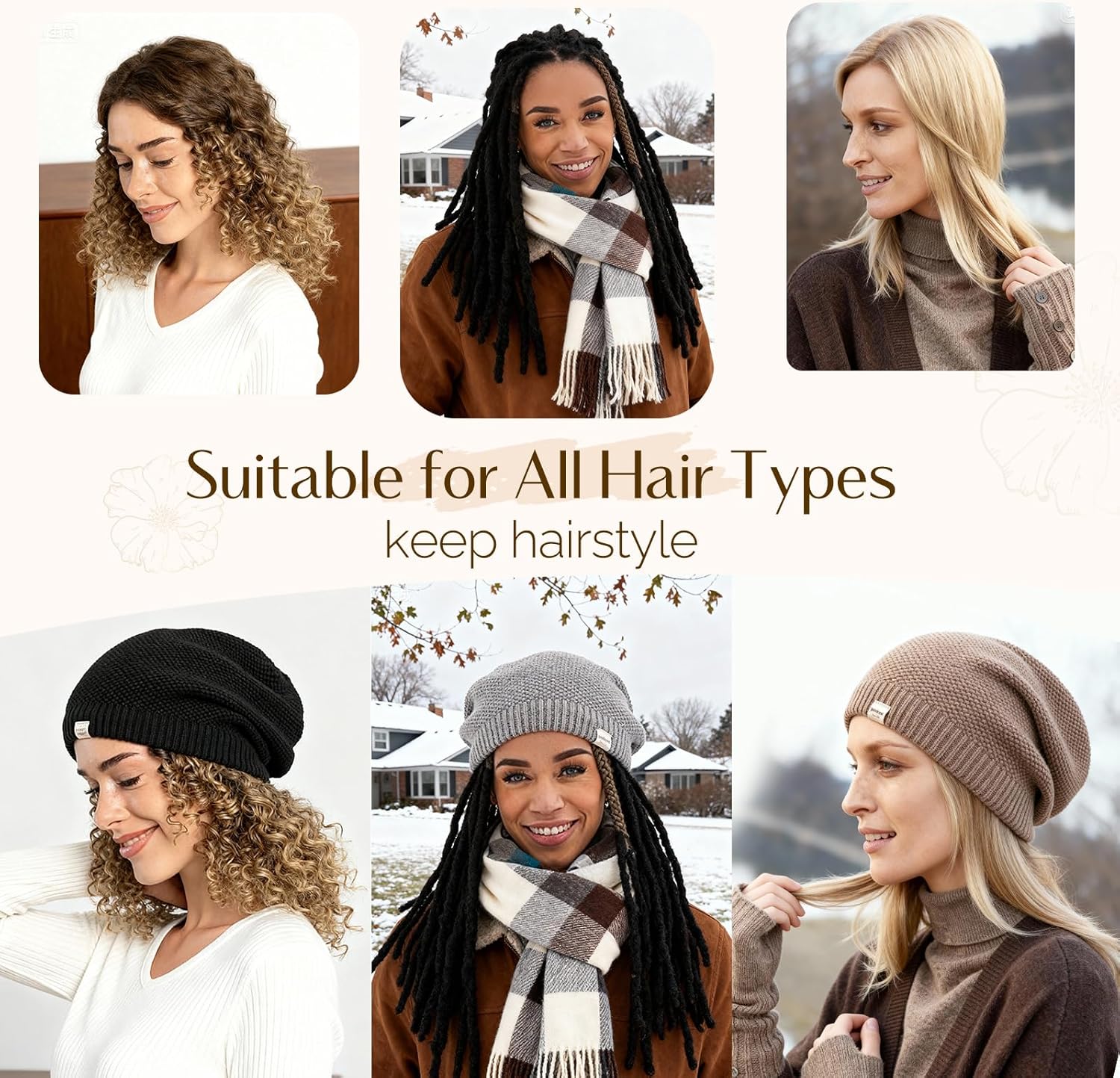 YANIBEST Satin Lined Beanie, Warm Winter Hats for Women, Classic Slouchy Beanie Knit Hat - Image 4