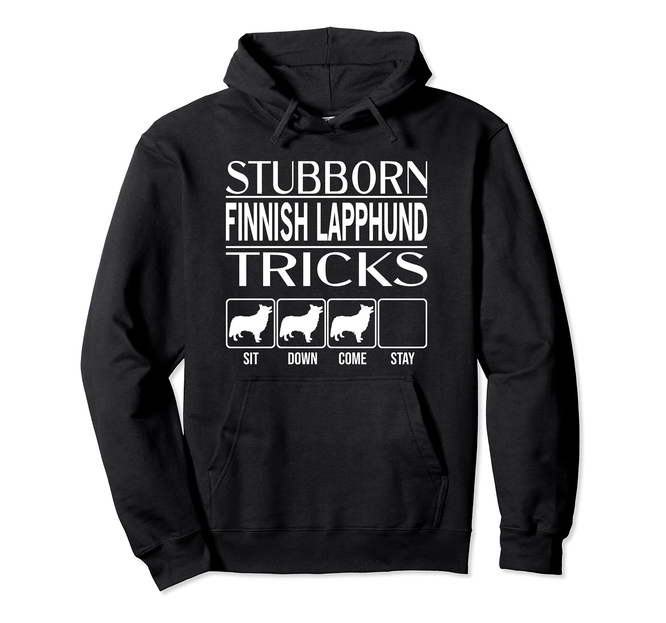 Stubborn Dog Tricks, funny dog gift, Funny Finnish Lapphund Pullover Hoodie, Black