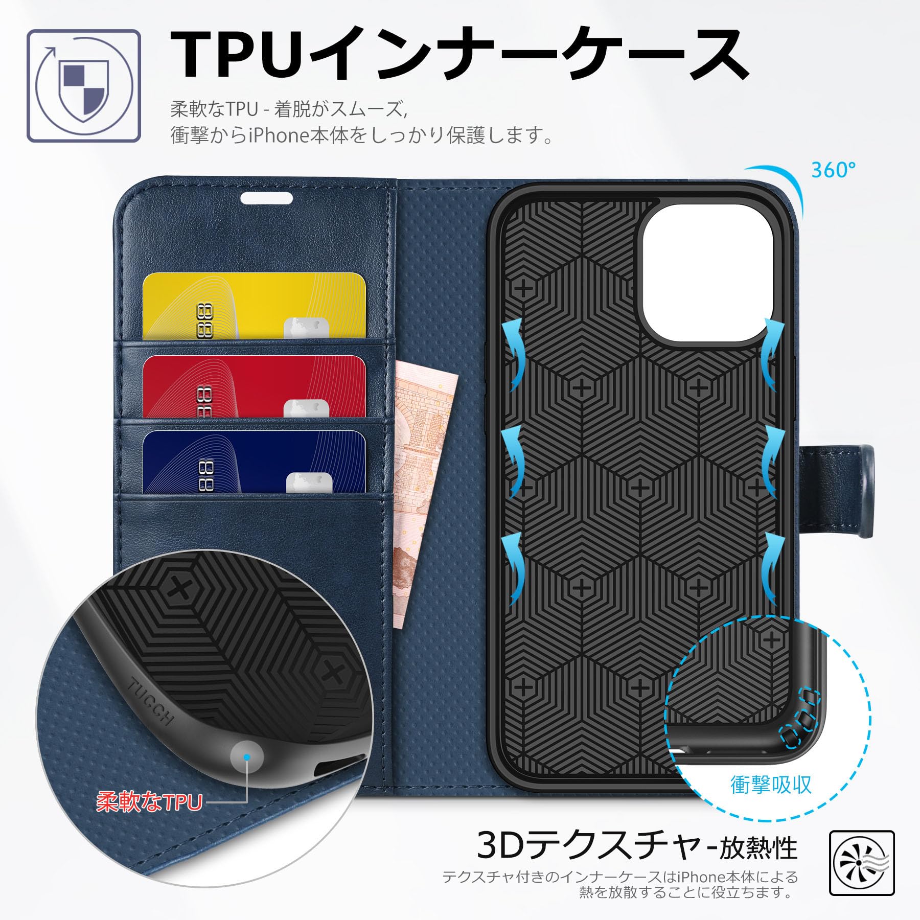 Amazon.co.jp: TUCCH iPhone 12/12 Pro 対応 ケース 手帳型 2020年発売