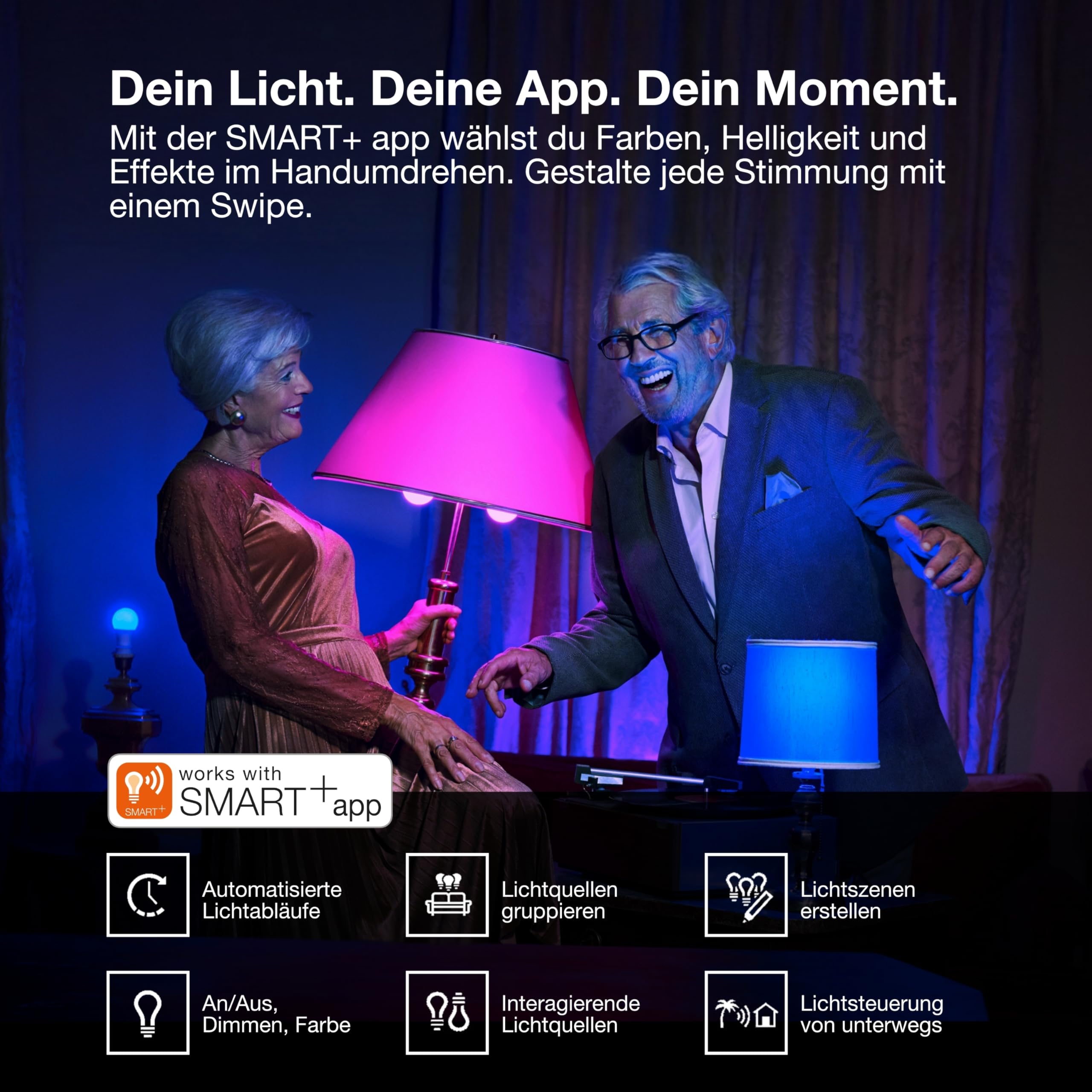 LEDVANCE SMART+ MATTER LED-Lampe, kompatibel mit Google, Alexa, Apple, Weißglas, 4,8W, 470lm, E27, Farblicht & Weißlicht, App- oder Sprachsteuerung, bis zu 15.000 Std. Lebensdauer, single pack