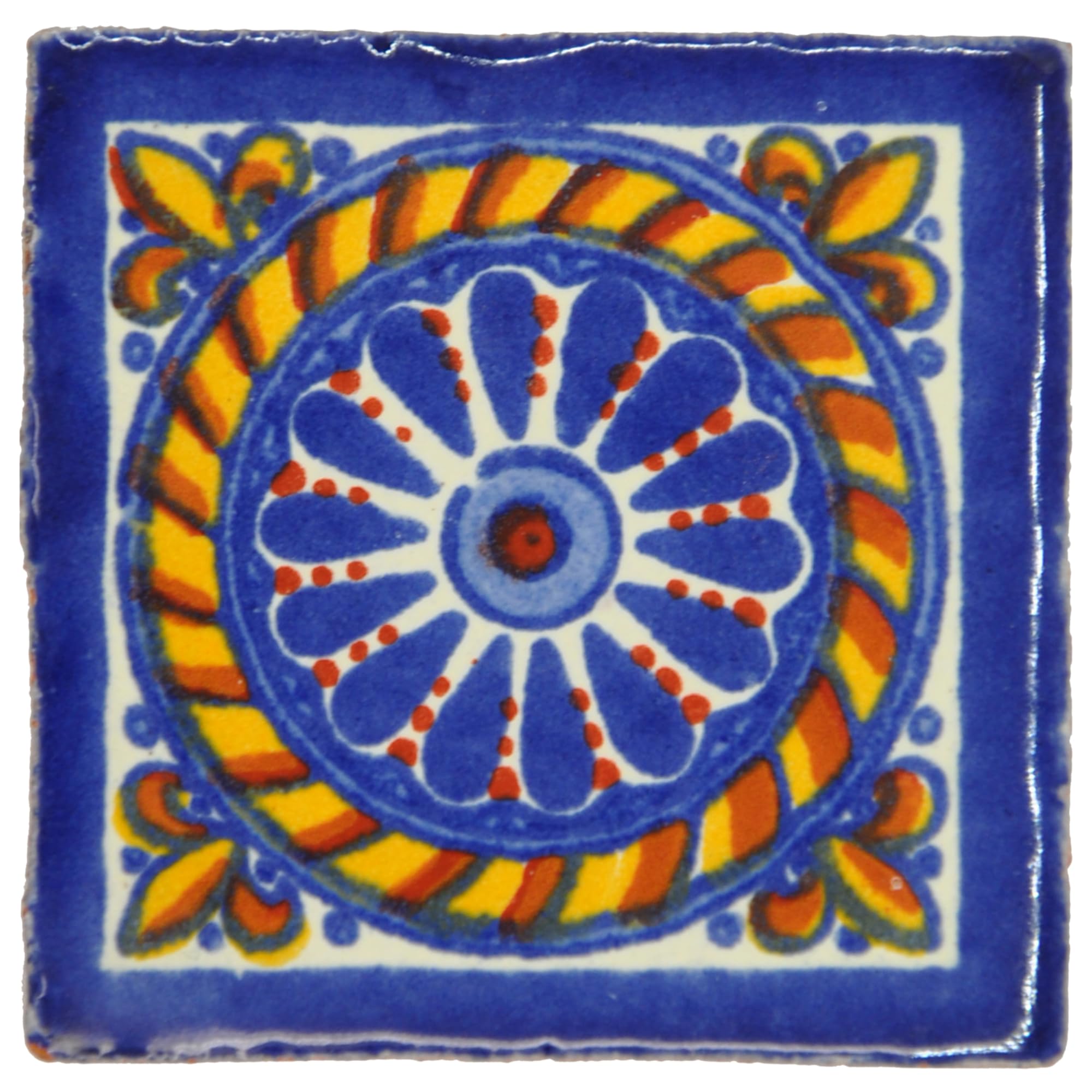 Tumia LAC Handmade Mexican Talavera Tile - Authentic Style Tranquilla Ceramic Tiles for Crafts, Backsplashes and Home Improvement - Individual Tile