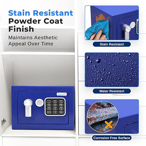 Miniatura 7 de SereneLife Caja de seguridad digital de acero de alta calidad, 9.1 x 6.7 x 6.7 pulgadas, almacenamiento seguro para efectivo, armas de fuego y
