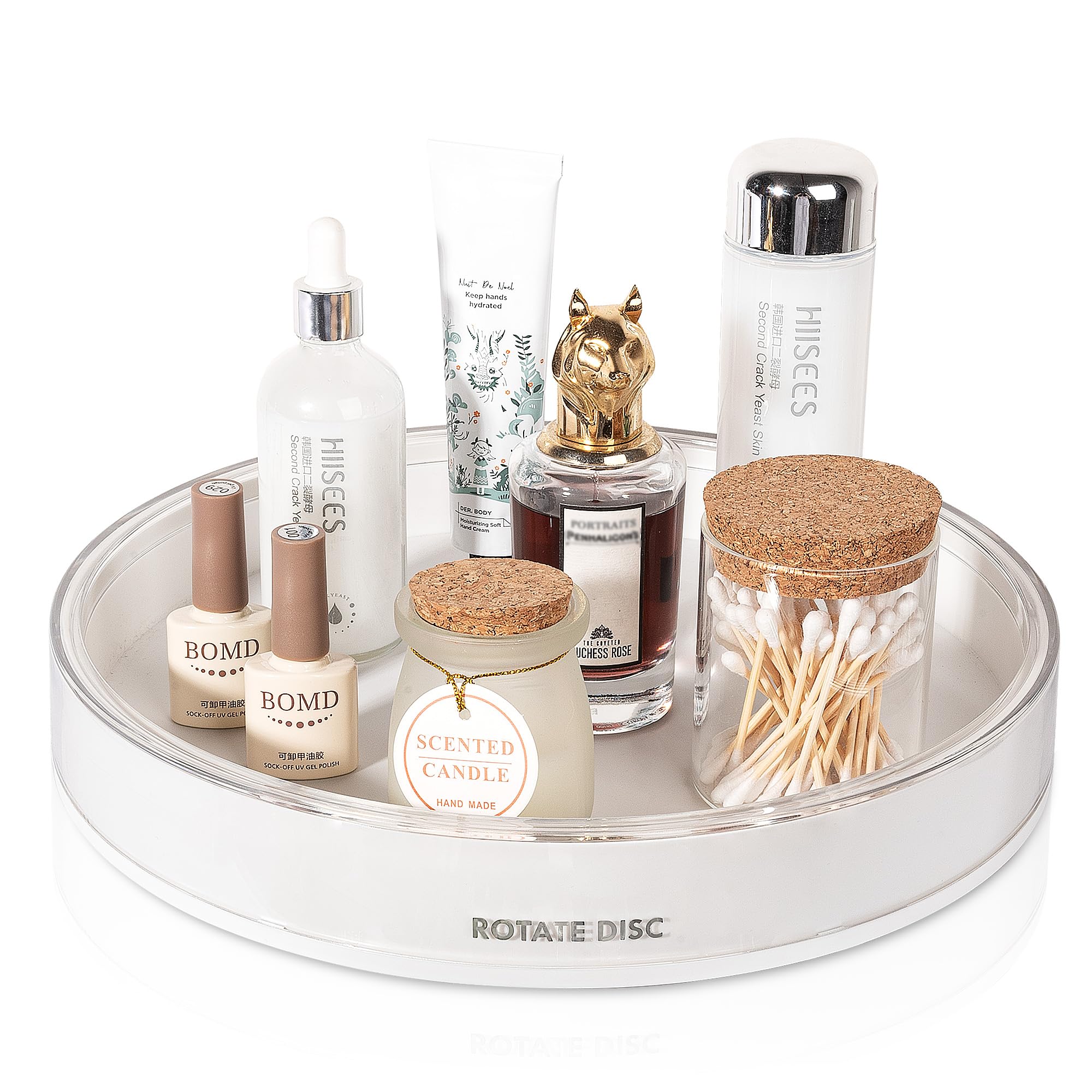 Anyoifax 360 Rotating Makeup Organizer Perfume Tray Skincare Holder Spinning Cosmetic Storage Bathroom Countertop Organizer Lazy Susan Turntable for Dresser, Vanity, Kitchen, Large White